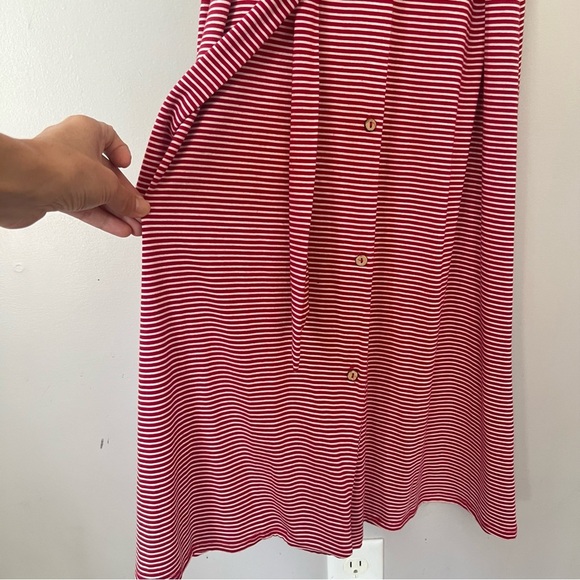 Rolla Coster Jersey Knit Shirt Dress Red White Stripe Medium Coastal Modest - Picture 4 of 12